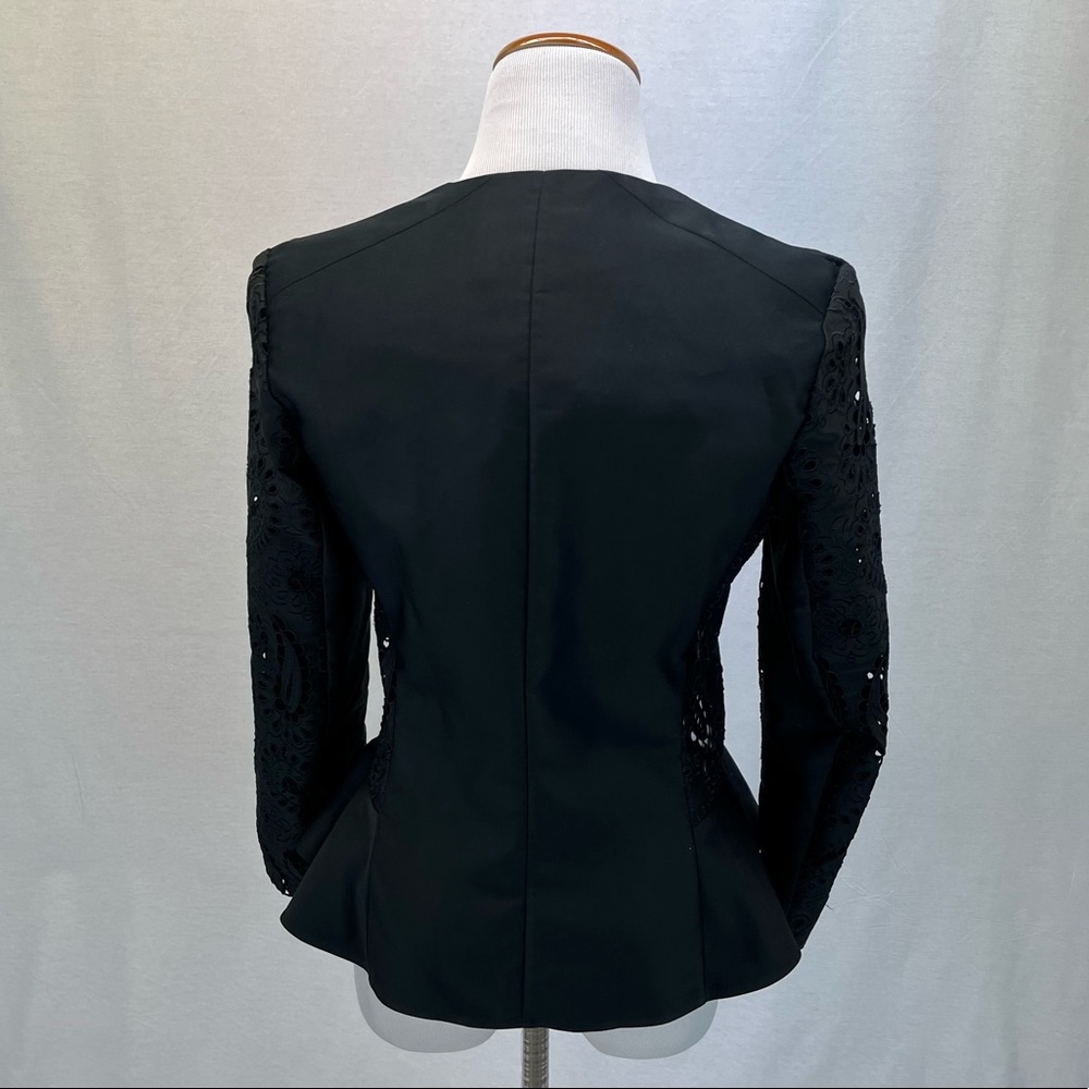 ETRO Black Eyelet and Silk Peplum Blazer Jacket Sz. 4 or 6 - Picture 5 of 6